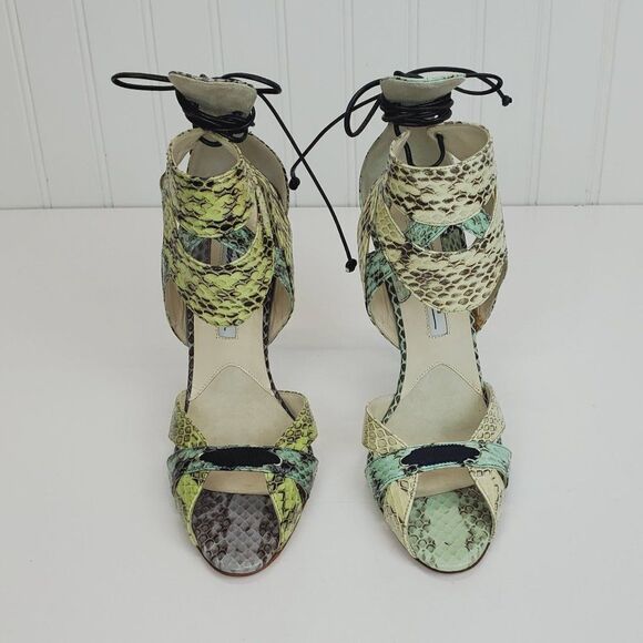 MISMATCHED Brian Atwood Uma Snakeskin Multicolored High Heels Sandals SH-034 - Picture 4 of 15